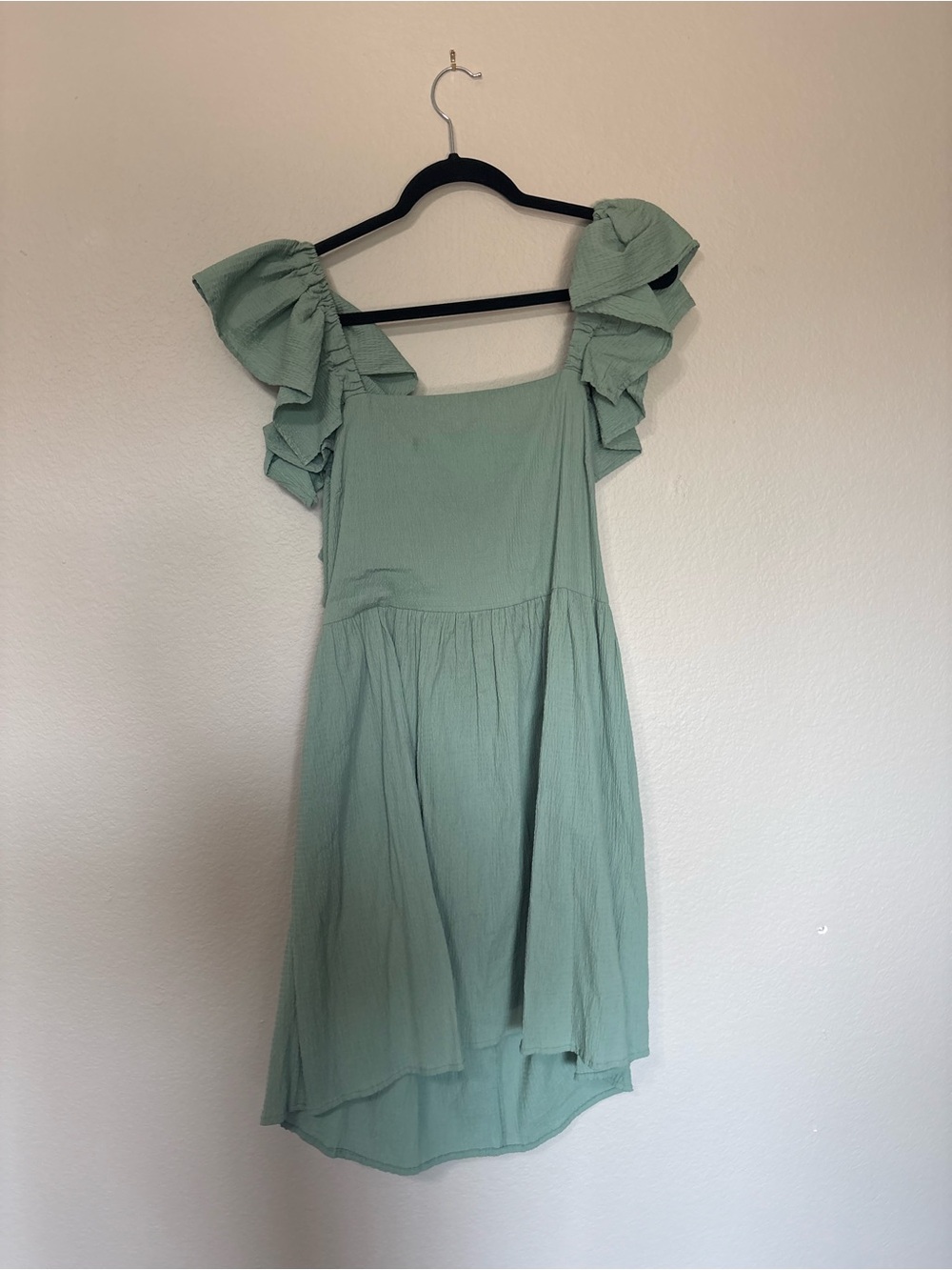 Mint Green Ruffle Sleeve Backless Sundress